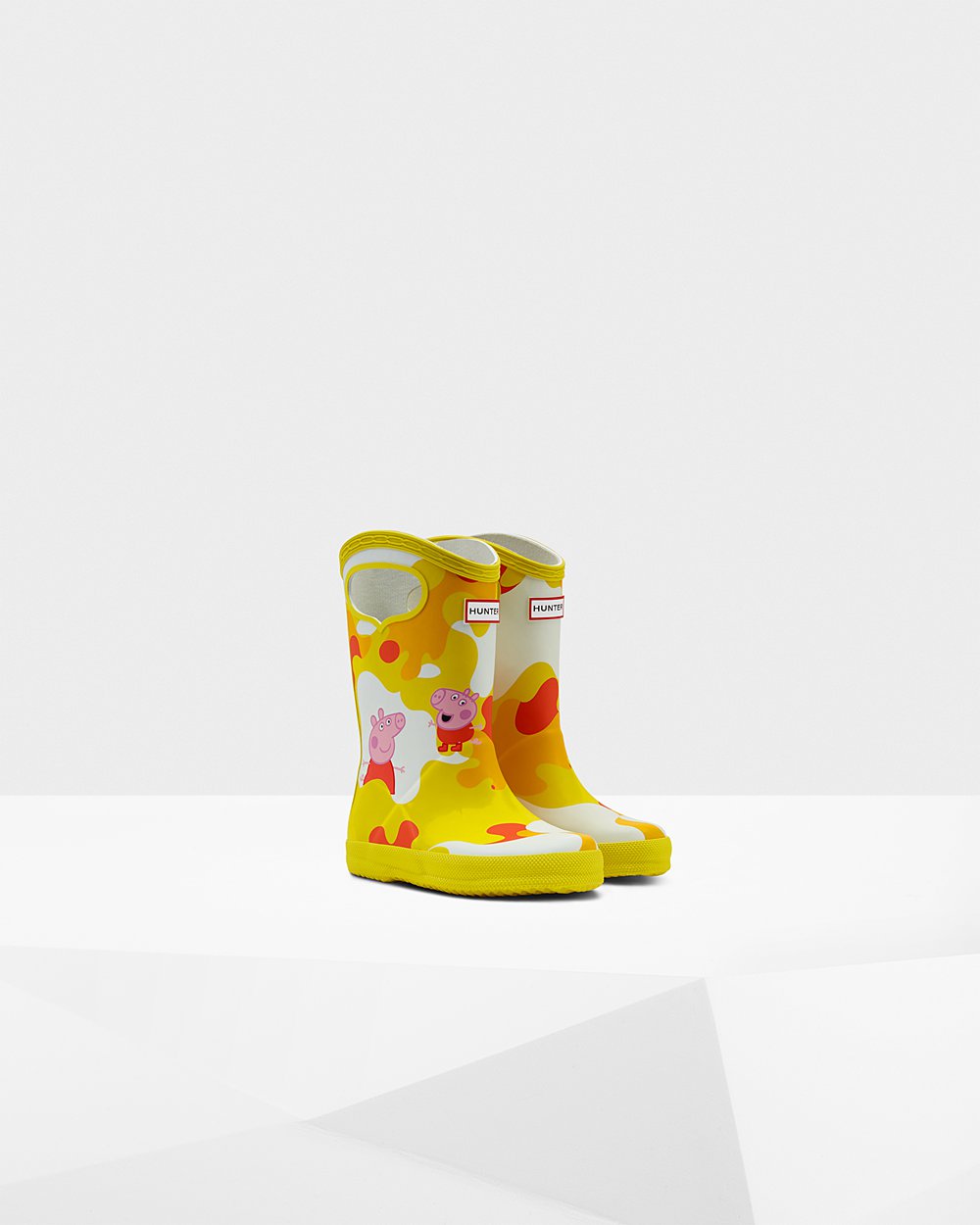 Kids Rain Boots - Hunter Original First Peppa Pig Grab Handle (74TRQXWNG) - Yellow